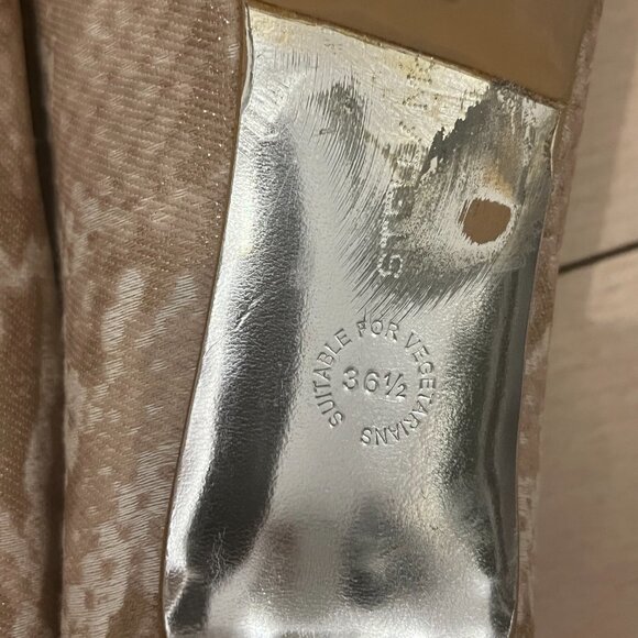 Stella McCartney Fabric Snakeskin Print Kitten Heels | Cream & Beige - Picture 4 of 4